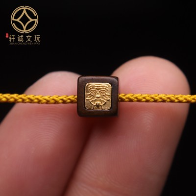 原创S925银镀金扎基拉姆方珠天然沉香木隔珠散珠DIY文玩配饰配件