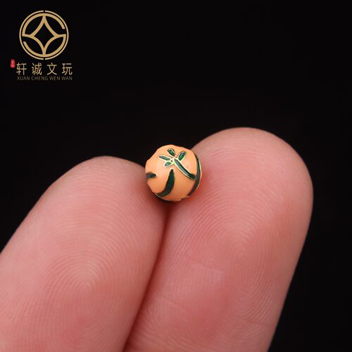 5.8MM银镀金花圆珠彩绘925隔珠串珠编绳diy文玩散珠配饰手串配珠