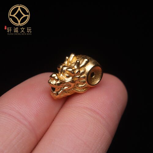 原创925银镀金龙头三通佛头隔珠手串diy配件金刚星月菩提文玩配饰