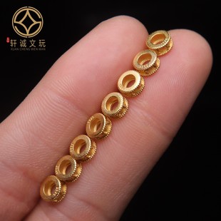 原创纯银925镀金六字真言大孔隔片垫片隔珠长串串珠diy文玩配饰