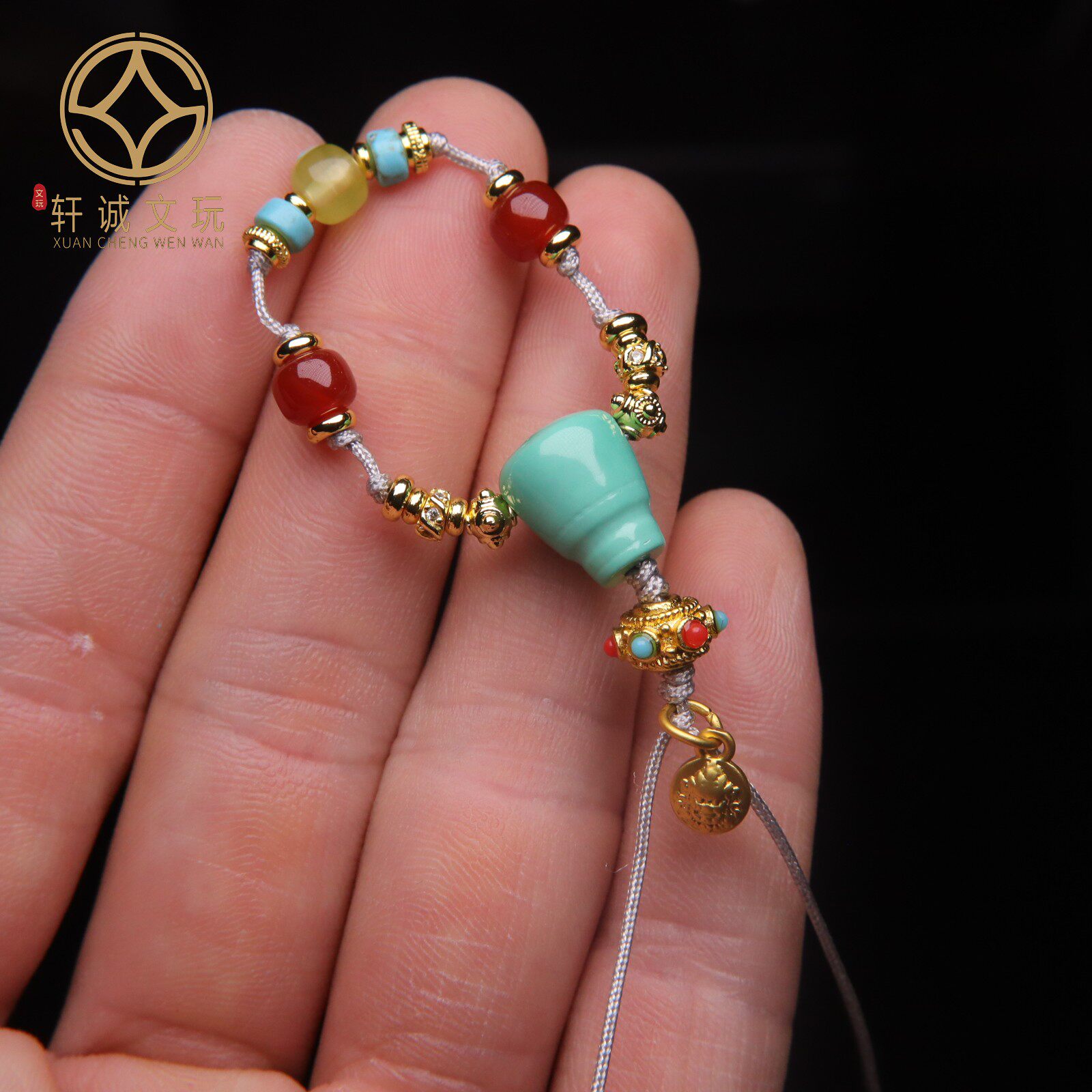 天然南红优化松石古法金三通套装组合佛头菩提108长串配饰配件
