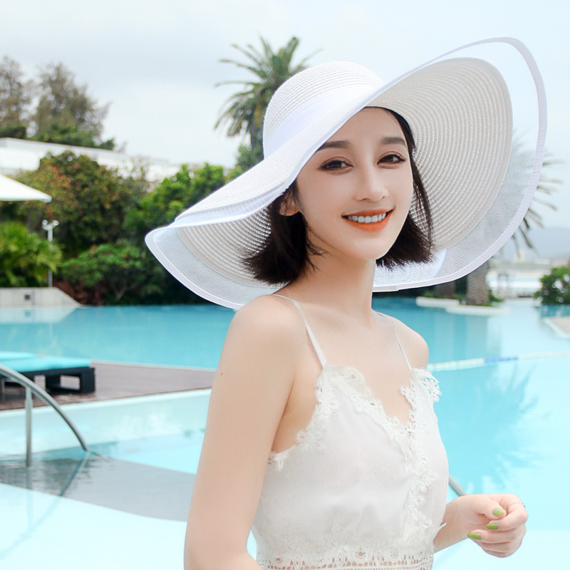 券后39.98元白色子超大帽檐防晒女渔夫太阳帽