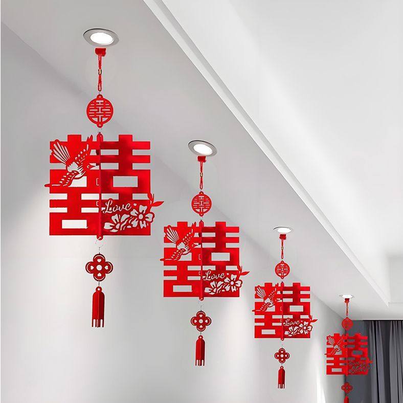 结婚立体喜字挂饰挂件灯笼新房客厅天花板吊顶装饰婚房布置男女方