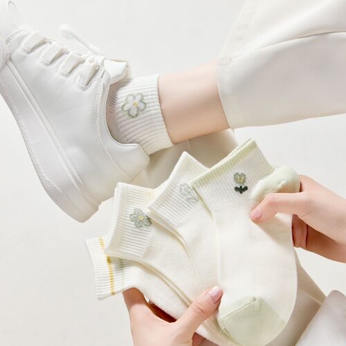 2026新款春夏季清新绿色甜美网袜女短袜薄款小花镂空透气学生船袜