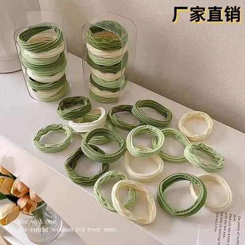 新款抹茶绿高颜值发圈发绳高弹力橡皮筋皮筋头发ins头绳马尾加粗