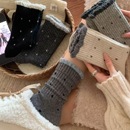 袜子女秋冬中筒波点温柔花边中筒复古可爱百搭堆堆长筒袜百搭外穿