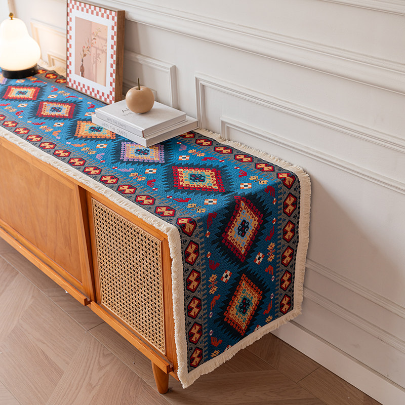 复古波西米亚风桌旗轻奢高端茶几盖布电视餐边柜长条巾高级感桌布,居家布艺,桌旗,淘宝优惠券,粉丝福利购,淘宝优惠卷