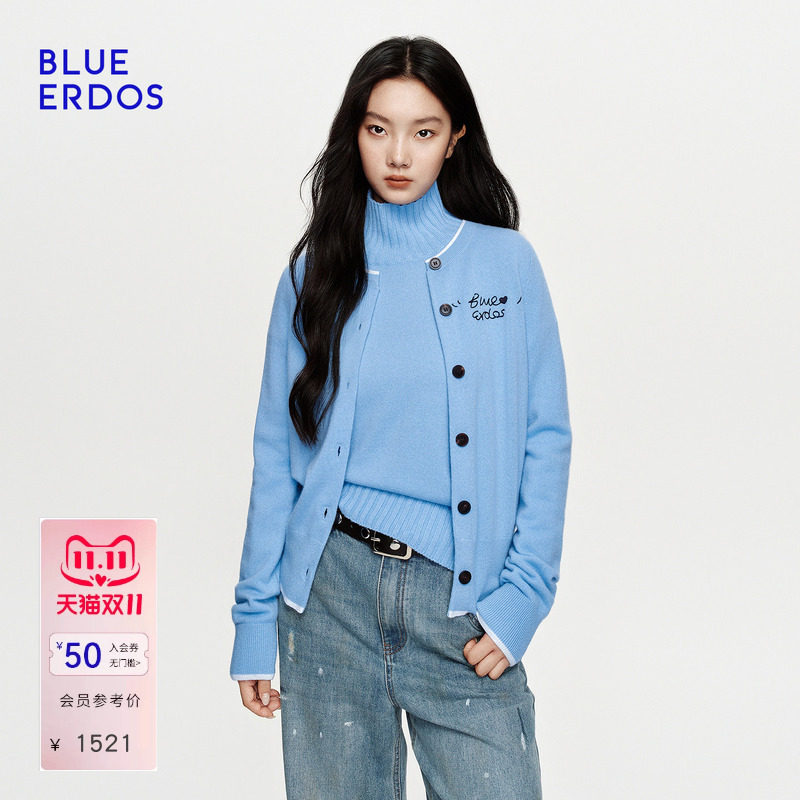 【100%山羊绒】BLUE ERDOS2026秋冬新品圆领开衫温柔松弛针织外套