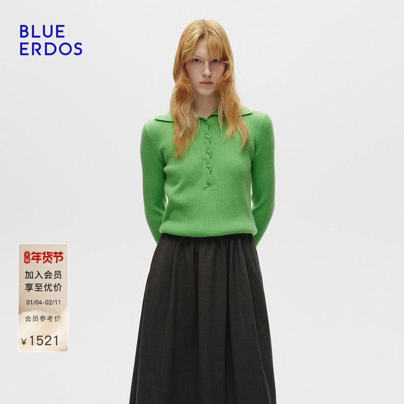 【100%山羊绒】BLUE ERDOS 冬季新品休闲宽松翻领针织衫上衣女,女装/女士精品,羊绒衫,淘宝优惠券,粉丝福利购,淘宝优惠卷