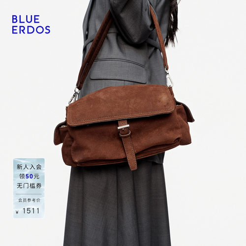 BLUE ERDOS2026秋冬新品简约复古翻盖搭扣通勤手提包B2266T010