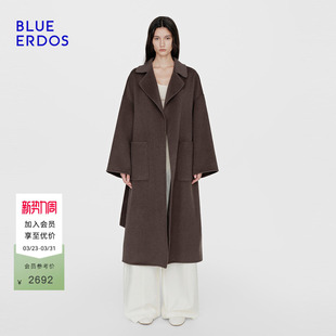 双面呢大衣外套女 新复古百搭宽松羊毛混纺长款 BLUE ERDOS春季