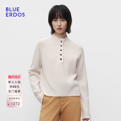 BLUE ERDOS 秋季高智简约休闲羊毛羊绒半高领女针织衫B256A0728
