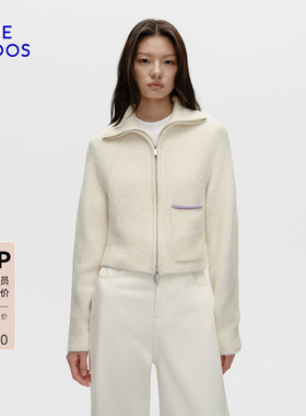 BLUE ERDOS春季新简约通勤羊毛羊绒翻领拉链针织开衫B256D1015