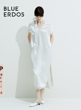 BLUE ERDOS 女装气质V领宽松可系带醋酸连衣裙B245I4014