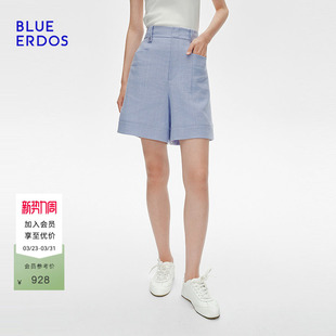 B255M5006 100%亚麻欧若风直筒五分裤 BLUE ERDOS春季