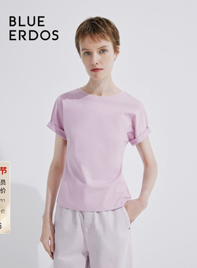 BLUE ERDOS 简约圆领直筒纯棉短袖T恤女上衣B245H1045
