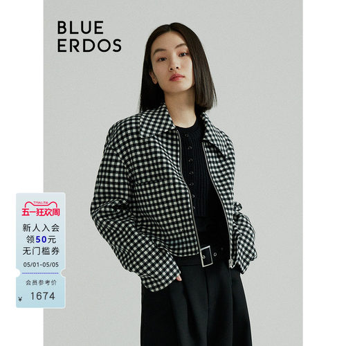 【两面穿】BLUE ERDOS春季翻领绵羊毛夹克外套B246J0002