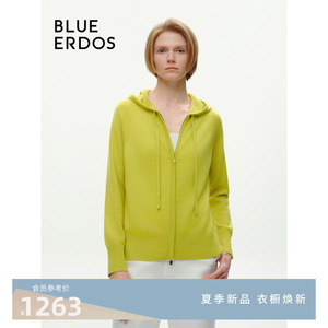 【100%山羊绒】BLUE ERDOS鄂尔多斯24春夏新款连帽开衫B245A1004