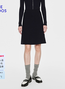 BLUE ERDOS2026夏季新品简约百搭黑色松紧腰半裙女B2265N002