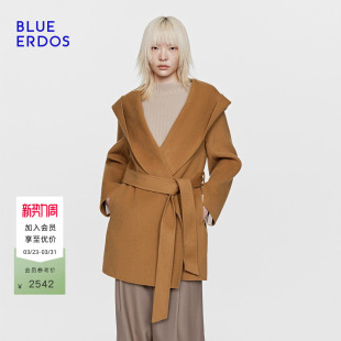 BLUE ERDOS 春季新品美拉德风大翻领羊毛羊绒毛呢大衣外套女