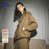 新品 复古立领夹克外套B256J0013 ERDOS 冬季 100%绵羊毛 BLUE