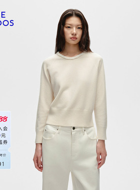 BLUE ERDOS 春季新品通勤简约圆领装饰边收腰女套衫B256A0035