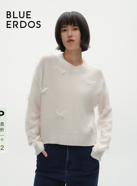 BLUE ERDOS羊毛羊绒短款落肩针织套衫B246A0023