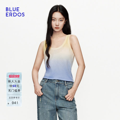 【空气羊绒】BLUE ERDOS2026秋冬新品羊毛羊绒混纺渐变针织背心女