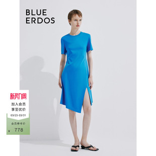 ERDOS BLUE 简约圆领X型纯棉连衣裙B245D7035 星云蓝