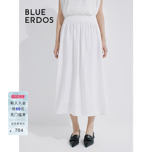 blueerdosA字亚麻混纺半身裙