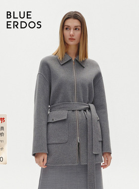 【100%绵羊毛】BLUE ERDOS 格雷毛呢大衣女B246K6002