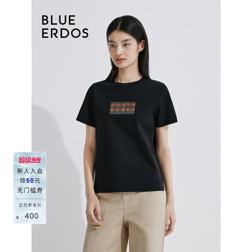 BLUE ERDOS 薄款圆领柔软舒适纯色短袖T恤B245H1038
