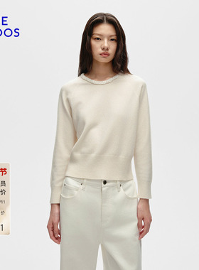 BLUE ERDOS 冬季新品通勤简约圆领装饰边收腰女套衫B256A0035