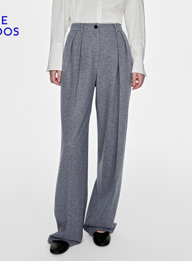 BLUE ERDOS2026早春新品松弛百搭绵羊毛混纺双褶阔腿西裤女裤