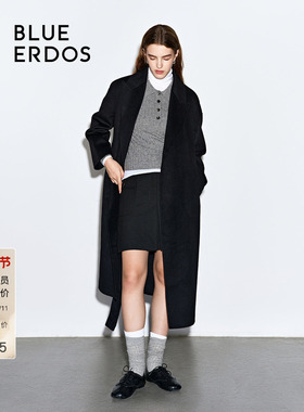 【100%绵羊毛】BLUE ERDOS冬季复古百搭全羊毛双面呢毛呢大衣外套