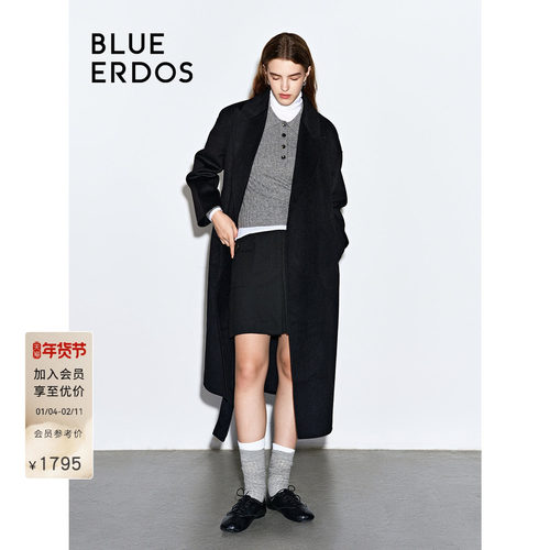 blueerdos浴袍式双面呢毛呢大衣