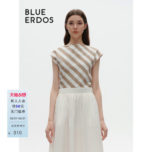 blueerdos一字领舒适纯棉上衣