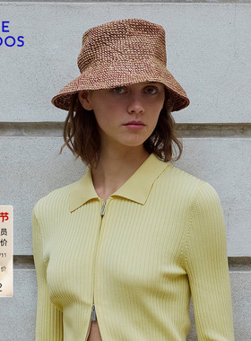 BLUE ERDOS春秋度假风海边编织钩针平顶草帽女B255S7010