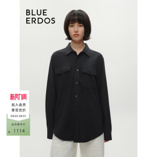 女B546H0001 衬衫 BLUE ERDOS智性通勤绵羊毛混纺长袖