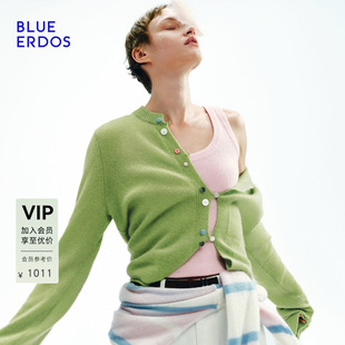 【明星同款】BLUE ERDOS春季轻盈感空气羊绒圆领彩扣针织开衫女