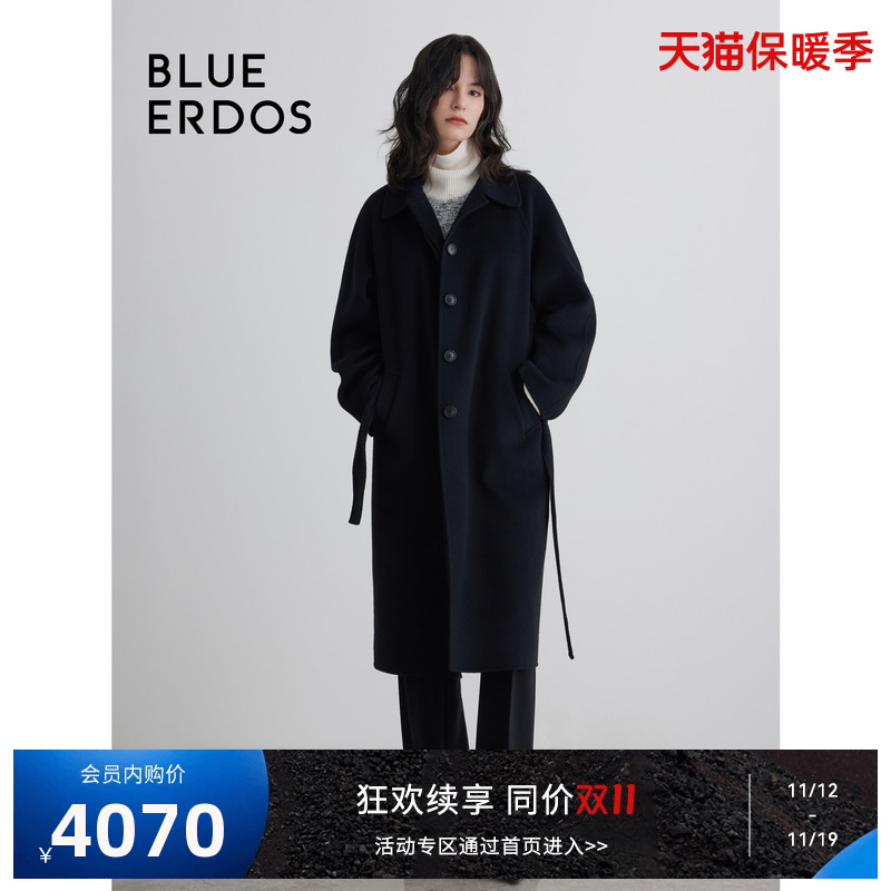 23秋冬新款BLUE ERDOS鄂尔多斯气质简约毛呢外套女上衣B236K4006