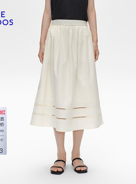 BLUE ERDOS春季气质简约知性棉丝混纺A字伞裙半裙B255M0006