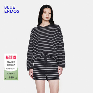 BLUE B2265A086 ERDOS2026春夏精纺圆领夹条女套衫