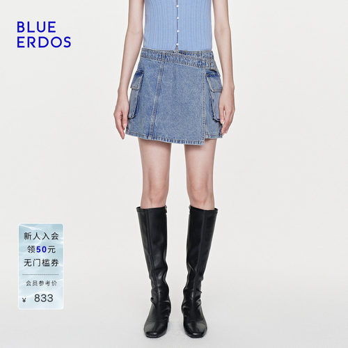 BLUE ERDOS2026夏季新品设计感棉混纺百搭立体感工装牛仔短裙女