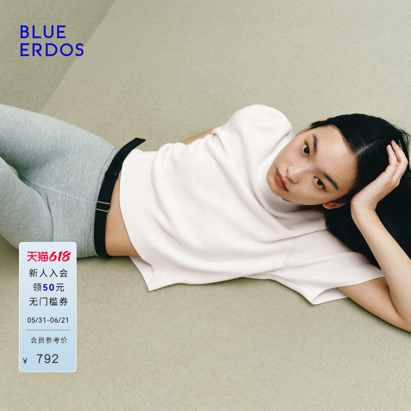 【零感羊绒】BLUE ERDOS春季松弛感羊毛羊绒圆领宽松短袖针织衫