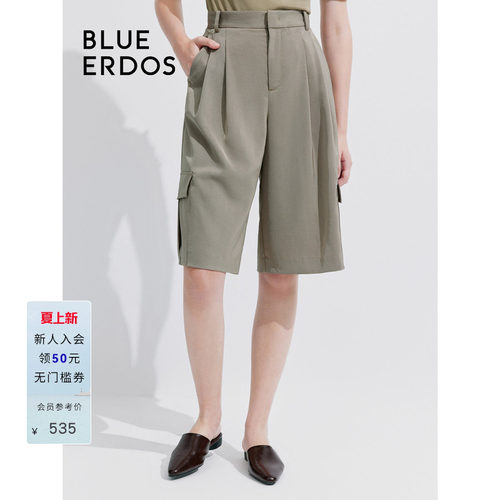 blueerdos大口袋女西装五分裤