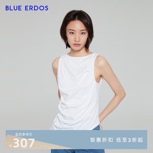 BLUE ERDOS女装 春夏舒适不对称设计纯色圆领背心女