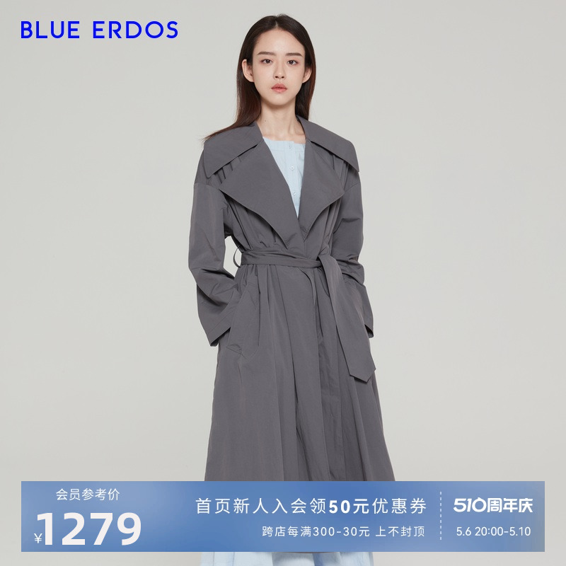 BLUE ERDOS女装 秋冬装外套气质通勤大翻领风衣外套女