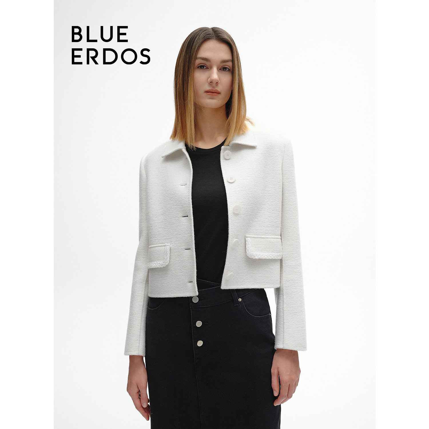 【大乐严选】BLUE ERDOS高智通勤风简约短款翻领外套女B246J0005,女装/女士精品,短外套,淘宝优惠券,粉丝福利购,淘宝优惠卷