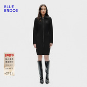 ERDOS冬季 新品 复古百搭羊毛羊绒中长款 BLUE 刺绣开衫 B256A1036